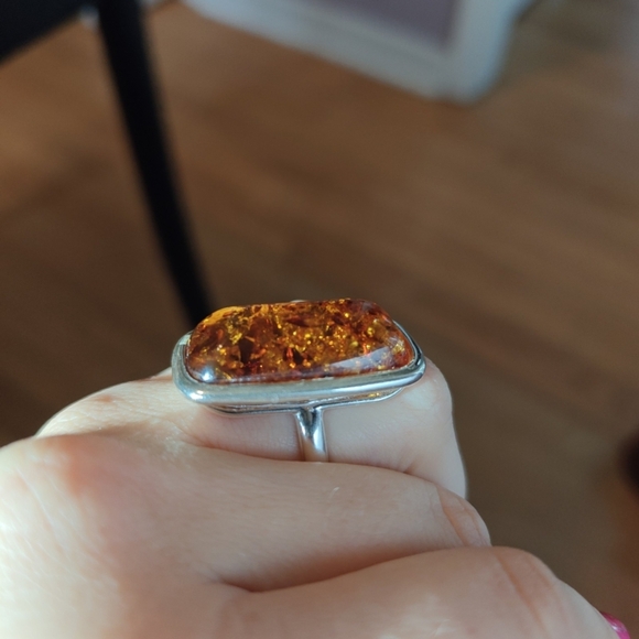 925 Amber Ring - Picture 7 of 14